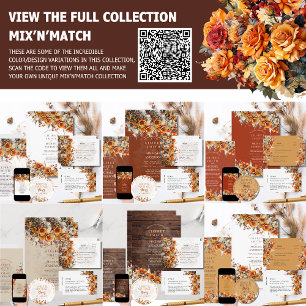 Invitation Brûlé Orange Rustique Automne Floral Boho d'hiver 