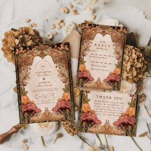 Cartons Réponse Mariage champêtre automnal vintage