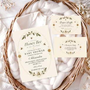 Invitation Baby Shower Abeille Botanique
