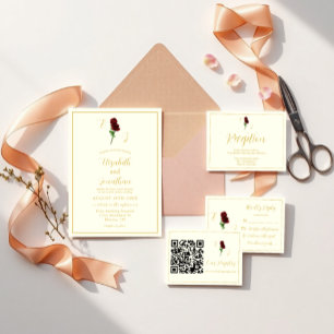 Carte D'accompagnement Réception de mariage Rose Gold Ivory
