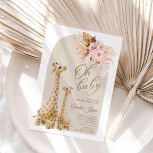 Invitation Baby shower Neutre Pampas Grass Giraffe Invitati
