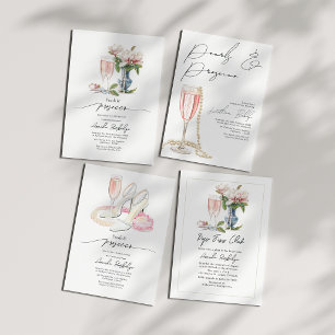 Invitation Perles et Prosecco Séance photo pour l'enterrement