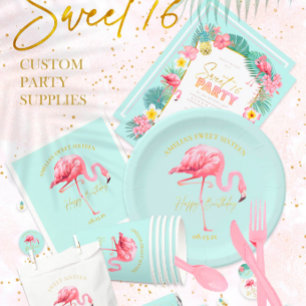 Flamant rose tropical Sweet 16 Party ID922