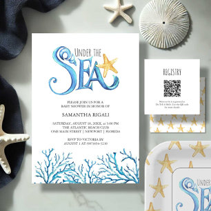 Invitation Baby shower pour BoyInvitations Aquarelle Mer