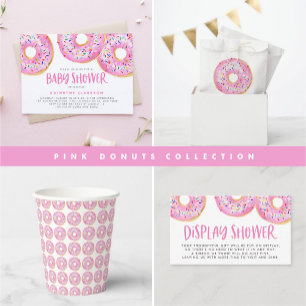 Carte de jeu Baby shower de bingo Hot Pink Donuts