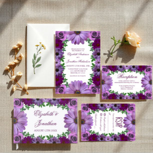 Cartons Réponse Regal violet Mariage floral