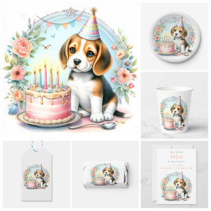 Invitation Cute Pastel Beagle chiot - Anniversaire