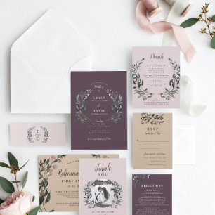 Crest jardin   Faire-part de mariage Floral pourpr