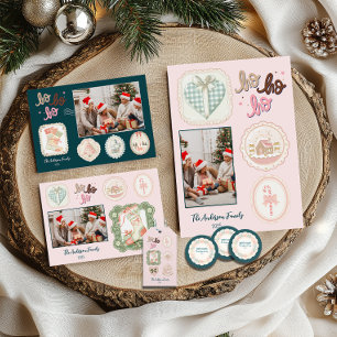 Cartes Pour Fêtes Annuelles Noël rose rétro