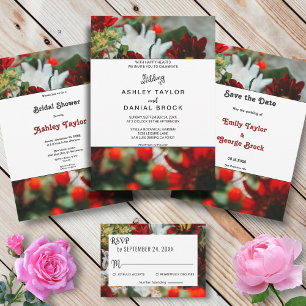 Invitation Élégante roses rouges fleurs fleurs Mariage floral