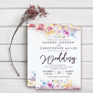 Invitation Tout En Un Mariage floral Pastel Watercolor