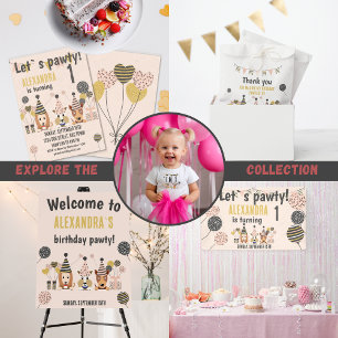 Invitation Pawty ! Chiens avec ballons Anniversaire