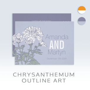 Invitation Mariage chrysanthemum gris blanc reprogrammé