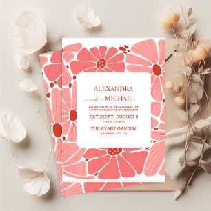 Invitation Tout En Un mariage super moderne marguerite rose