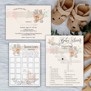 Teddy Bear et Rocse Horse Crossword Puzzle Card