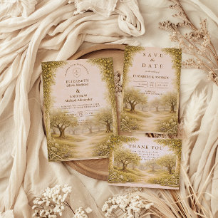 Carte De Remerciements Mariage à la campagne dans un oliveraie méditerran