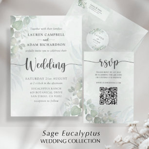 Russe Eucalyptus Sage Green Faire-part de mariage