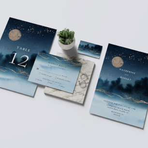 Invitation Mariage de paysage de la nuit bleue