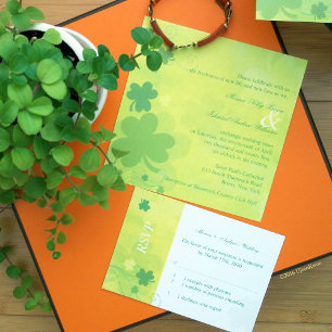 Invitation Élégant Mariage Shamrock vert irlandais
