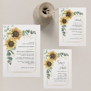 Carte De Remerciements Mariage floral de tournesol Eucalyptus