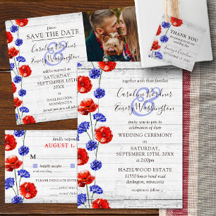 Carte RSVP de mariage rustique en bois de pavot ro