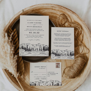 Mountain Sketch Wedding Invitation