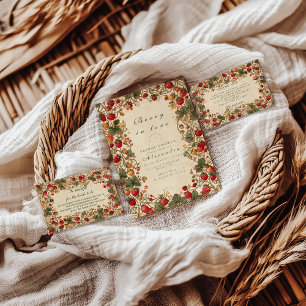 Invitation Fête de mariage floral romantique aux fraises