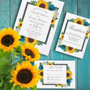Invitation Rose de tournesol Daisy Floral Mariage