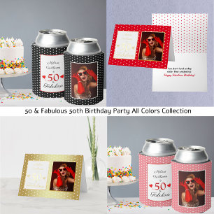 Invitation 50 et fabuleux Photo Rouge 50e anniversaire Blanc 