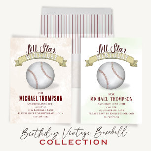 Invitation Baseball vintage All Star Simple Anniversaire