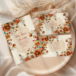 Assiettes En Carton Baby shower de fleurs en terre cuite rouille