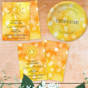 Sticker Rond Baby shower Modèle neutre pour les femmes orange j