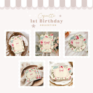Invitation Coquette Bow Fancy ONE Girl 1er anniversaire