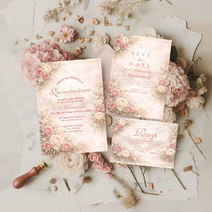 Invitation Blush Rose Gold Jardin Quinceañera