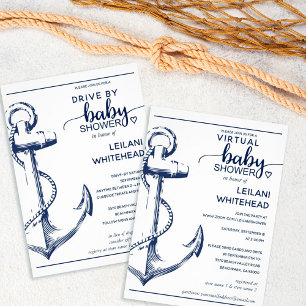 Invitation Ancre nautique Marine Baby shower