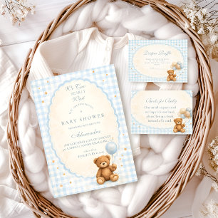 Serviette En Papier Fête de naissance ourson en vichy bleu