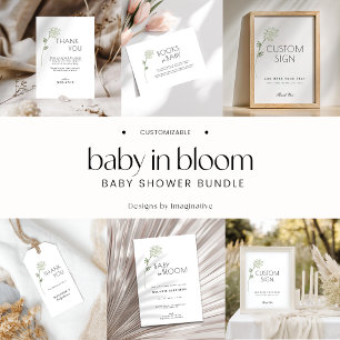 Signe De Table Fête de naissance de bébé floral en fleurs