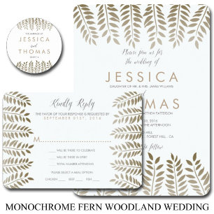 Invitation La collection de Mariages Monochrome Fern Woodland