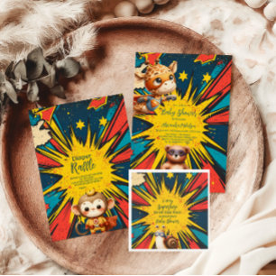 Carte D'accompagnement Bande dessinée Superhero Boy Baby Showe Books for 