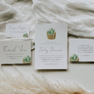 Faire-part Baby shower Succulent simple