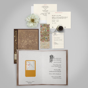 Invitation Livre de bibliothèque avec des notes pliées Mariag
