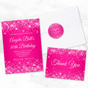 Dessous-de-verre Carré En Papier Glittery Hot Pink 40e anniversaire