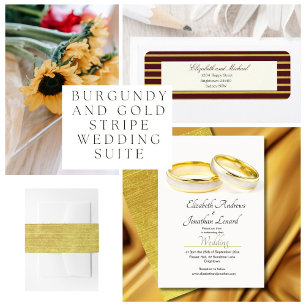Bourgogne Gold Elegant Mariage Photo Invitation
