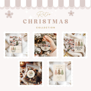 Cartes Pour Fêtes Annuelles 3 Photo Retro Winter Kisses & Snowflake Wiss