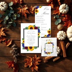 Menu Mariage floral tournesol rose