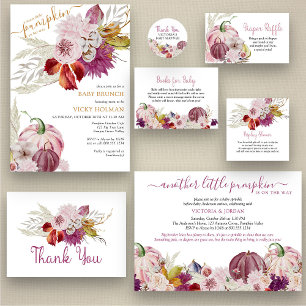 Invitation Petit Citrouille Rustique Floral Bébé Brunch