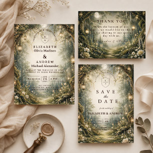 Carte De Remerciements Mariage Enchanté en Forêt Enchantée