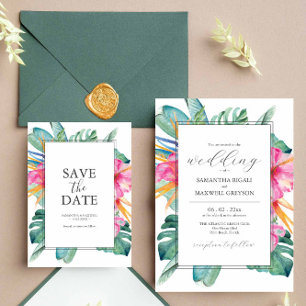 Plage Destination Mariage Invitations Tropical