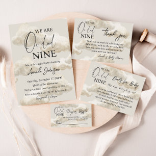 Invitation Nuage Neuf Beige Genre Neutre Ciel Baby shower