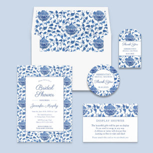 Invitation Chinoiserie D'Antique Bleu Et Blanc Fête des marié